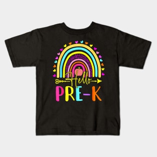 Hello Pre-K Team Pre Kindergarten Back To School Rainbow Kids T-Shirt